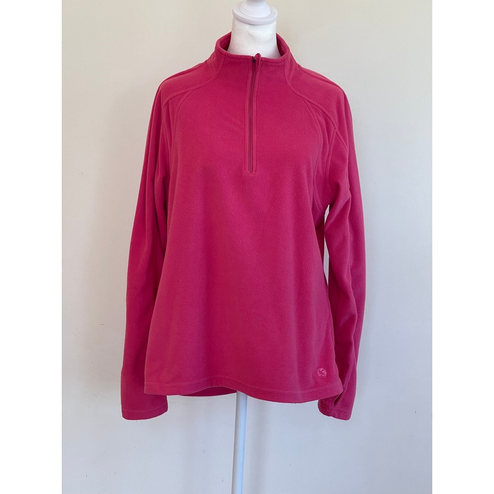 Guide Series Womens Pink Fleece Quarter Zip Pullover Long Sleeve Size Large